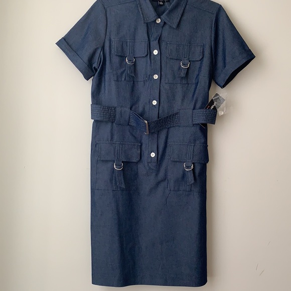 Brand: sharagano stretch vintage blue jeans gown - Picture 2 of 4